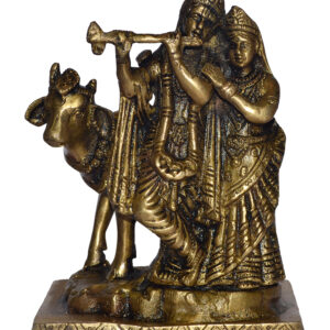 Radhe Kirshna Idol In Brass Hindu Religious God Sculpture