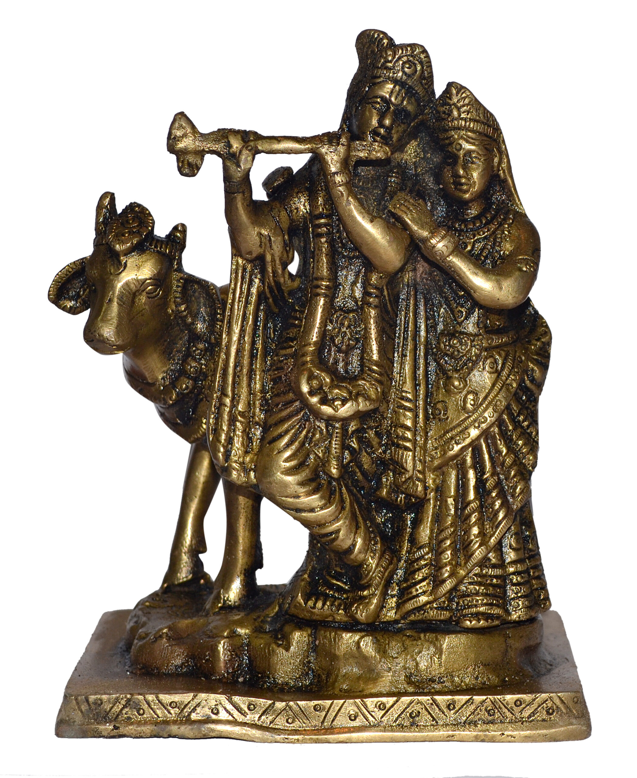 Radhe Kirshna Idol In Brass Hindu Religious God Sculpture