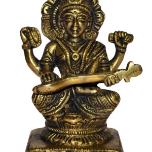 Saraswati Mata Idol In Brass Hindu Religious God Sculpture