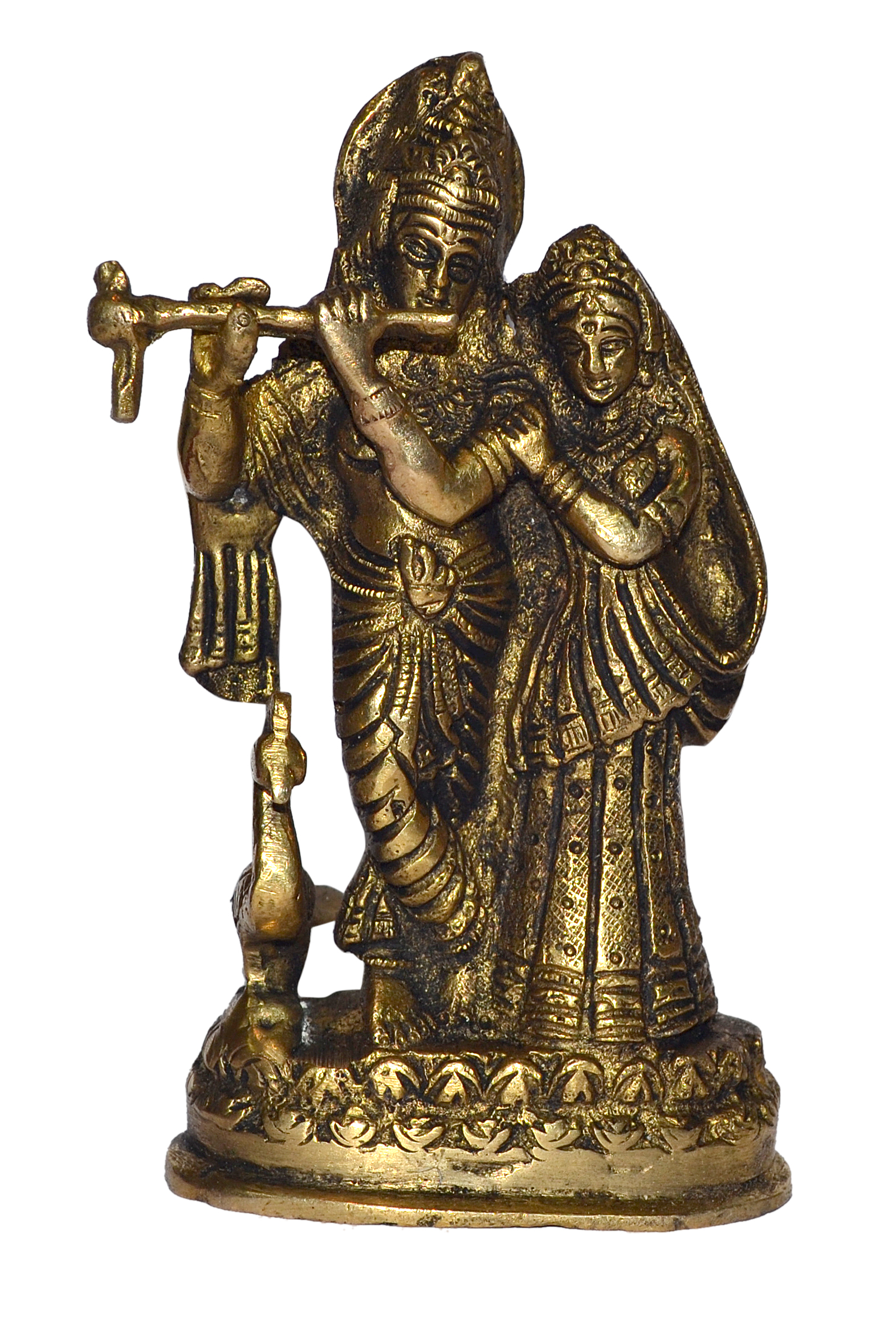 Radhe Kirshna Idol In Brass Hindu Religious God Sculpture