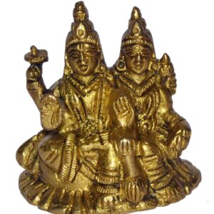 Vishnu Laxmi Idol In Brass Hindu Religious God Sculpture