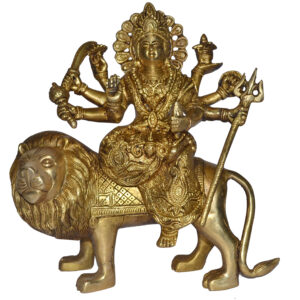 Durga Bisa Idol In Brass Hindu Religious God Sculpture