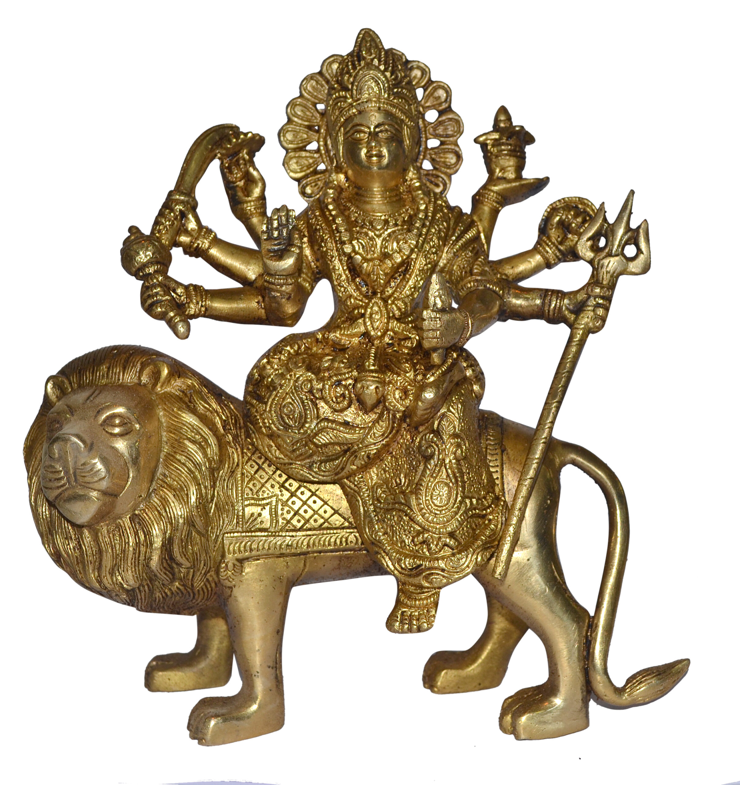 Durga Bisa Idol In Brass Hindu Religious God Sculpture