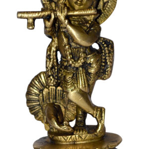 Kirshna Idol In Brass Hindu Religious God Sculpture