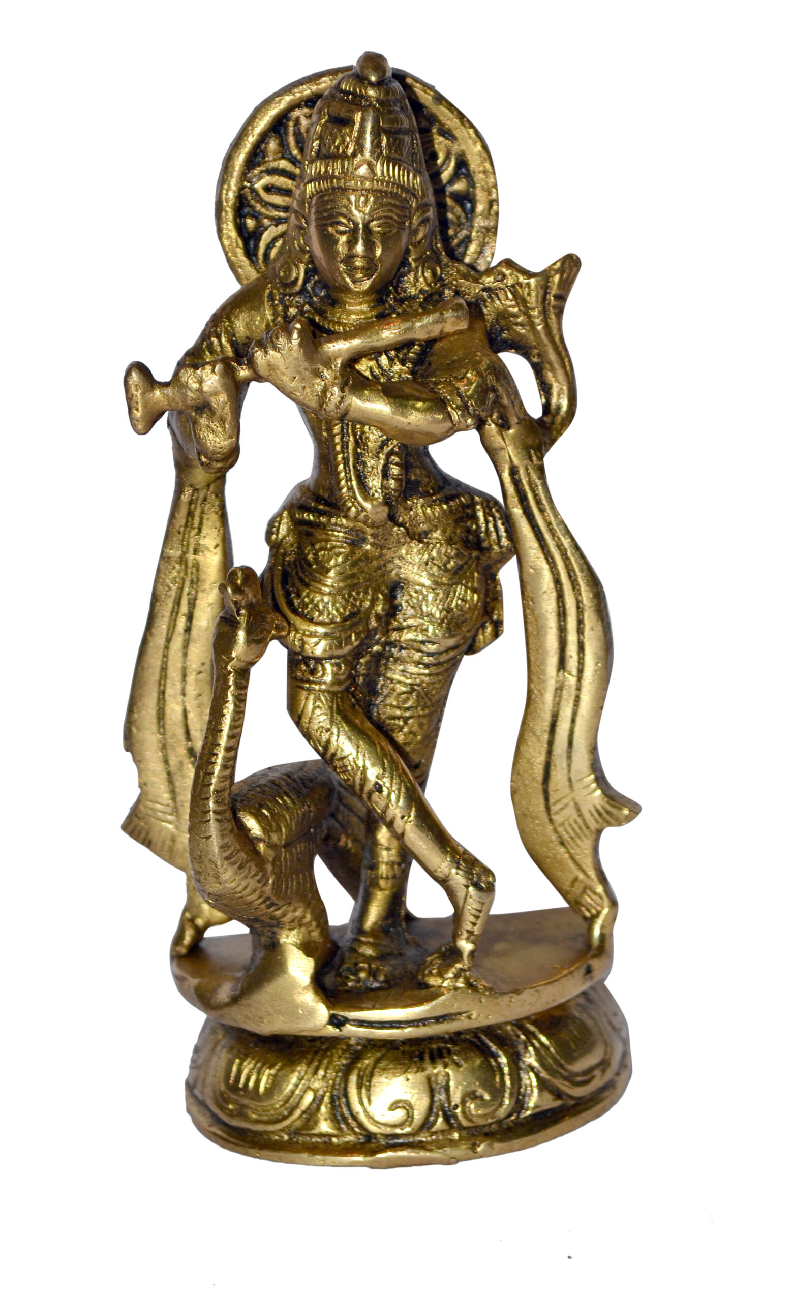 Kirshna Idol In Brass Hindu Religious God Sculpture