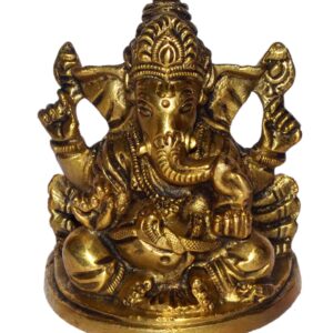 Lord Ganesh Idol In Brass Hindu Religious God Sculpture