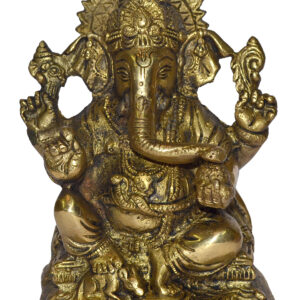 Lord Ganesh Idol In Brass Hindu Religious God Sculpture