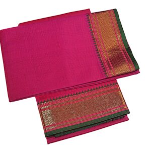 Pink Dhoti With Shawl In Pure Silk Golden Border