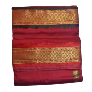 Maroon Dhoti With Shawl In Pure Silk Golden Border