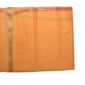 Yellow Dhoti With Shawl In Pure Silk Golden Border