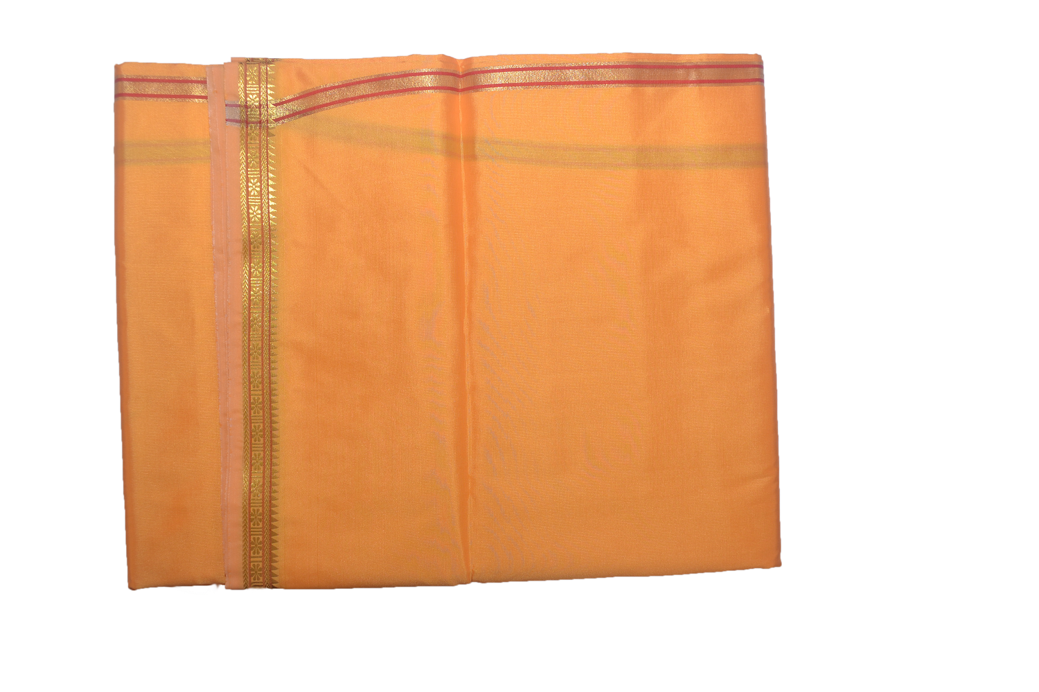 Yellow Dhoti With Shawl In Pure Silk Golden Border