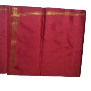 Maroon Dhoti With Shawl In Pure Silk Golden Border
