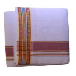 White Dhoti With Shawl In Pure Cotton