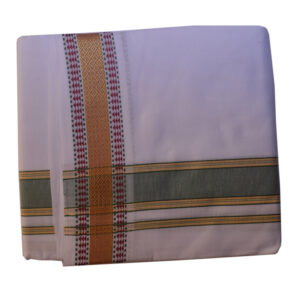White Dhoti With Shawl In Pure Cotton