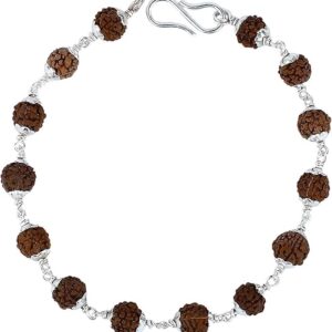 5 Mukhi Indonesian Silver Adjustable Bracelet 7mm-9mm Lab Certified
