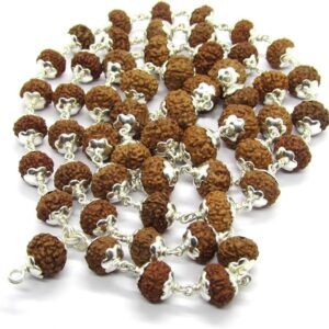 7 Mukhi Rudraksha Mala 54 Beads in Silver | Seven Faced | Mahalaxmi Rudraksha Mala | 7mm-9mm