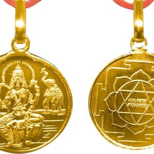 Maha Laxmi Yantra Pendant In Pure Copper Gold Plated Blessed And Energized Locket