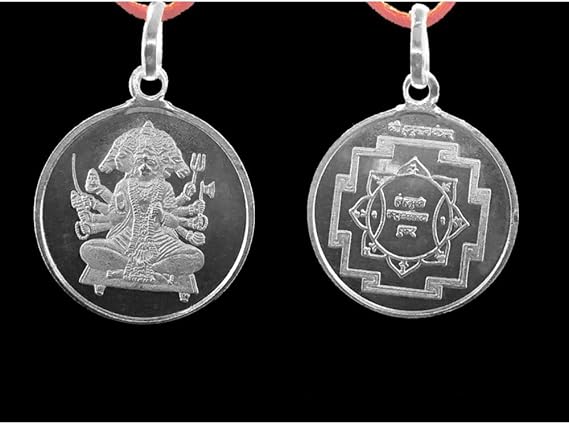 Panchmukhi Hanuman Yantra Pendant in Pure Silver 999 Blessed and Energised