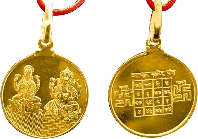 Vyapar Vriddhi Yantra Pendant In Pure Copper Gold Plated Blessed And Energized Locket