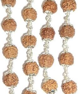 8 Mukhi Rudraksha Mala 33 Beads in Silver | Eight Faced | Ganesha Rudraksha Mala | 13mm-15mm