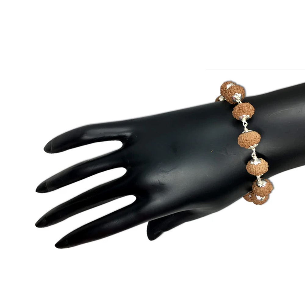 9 Mukhi Indonesian Rudraksha Bracelet In Silver - Image 2