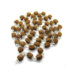 3 Mukhi Indonesian Rudraksha Mala 54 Beads In Silver