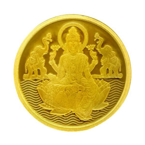 Laxmi Gold Coin 995 / 5 Grams Goddess Laxmi Yellow Gold Coin 24K Original Certified