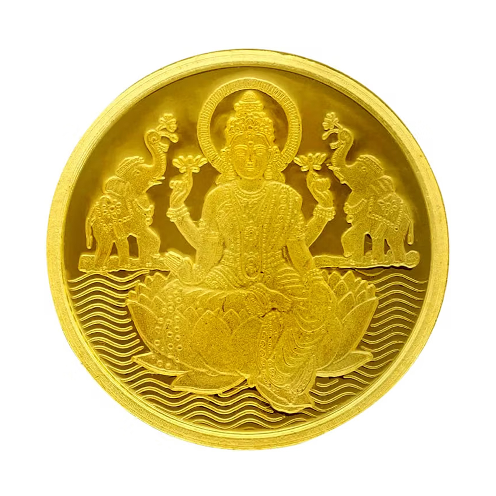 Laxmi Gold Coin 995 / 5 Grams Goddess Laxmi Yellow Gold Coin 24K Original Certified