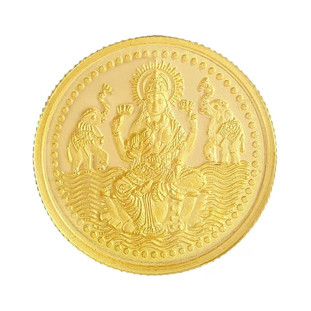 Laxmi Gold Coin 999 / 5 Grams Goddess Laxmi Yellow Gold Coin 24K Original Certified