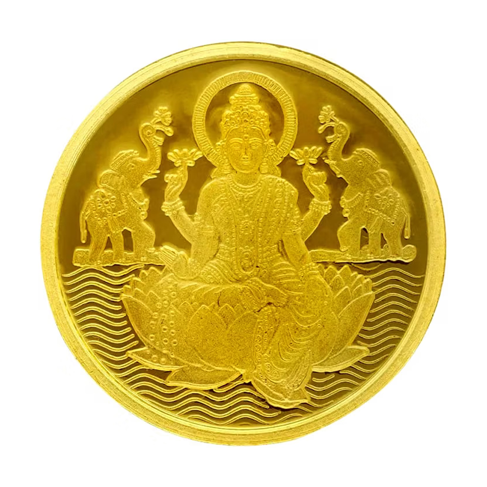 Laxmi Gold Coin 995 / Goddess Laxmi Coin In Yellow Gold Coin 24K Original Certified