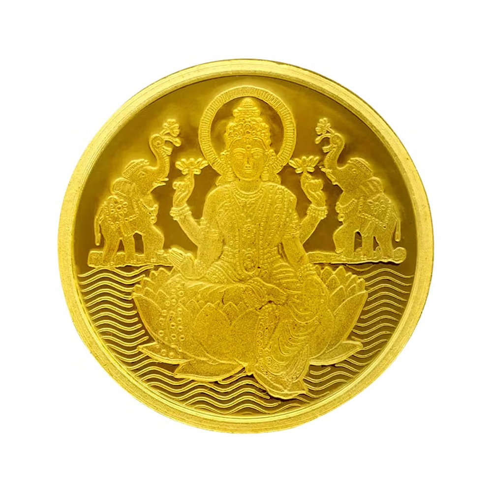 Gold Coin 24K Laxmi / 2 Grams Goddess Laxmi Coin Pure Yellow Gold 995 Certified Original