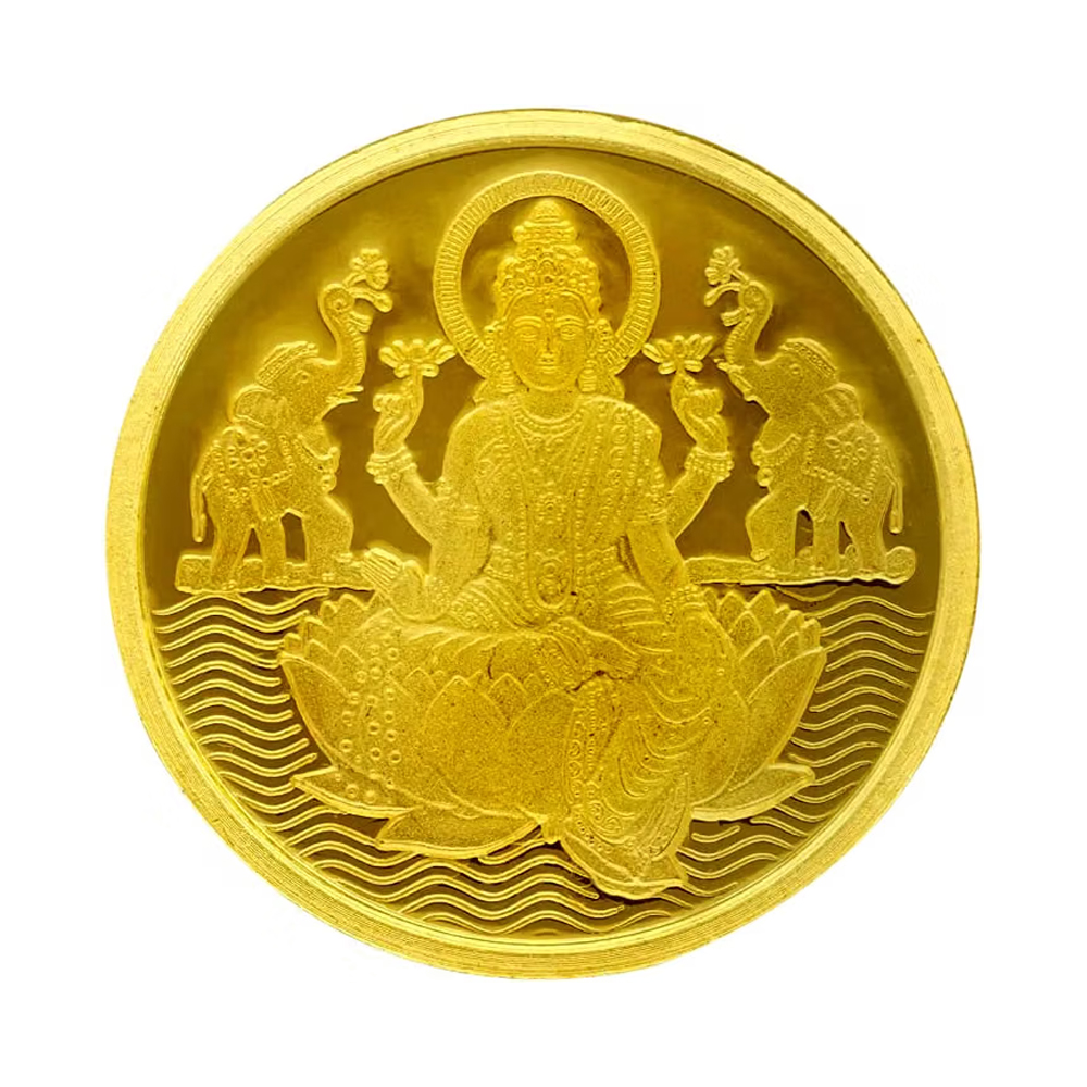 Goddess Laxmi Gold Coin 24K / 1 Gram Laxmi Coin In Pure Yellow Gold 995 Certified Original