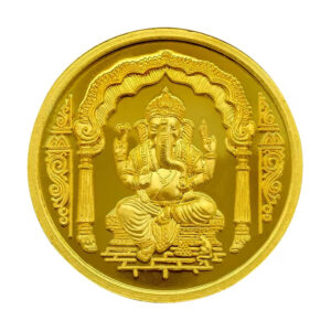 Lord Ganesh Gold Coin 24K / 1 Gram Ganpati Coin In Pure Yellow Gold 995 Certified Original